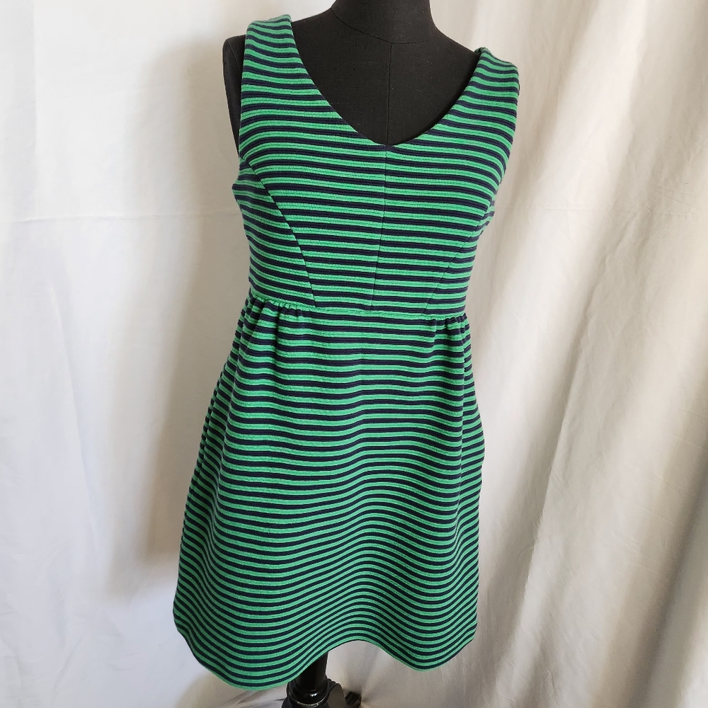 BODEN ....Striped Green and Black Sleeveless Dress